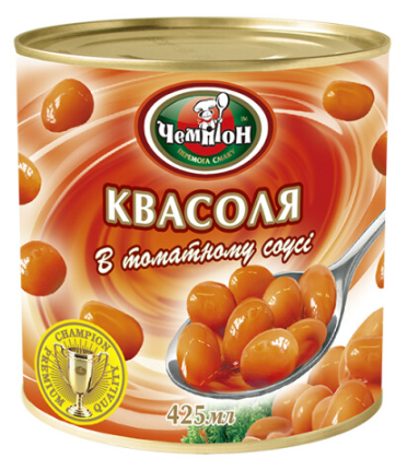 Квасоля консервована ЧЕМПІОН у томатному соусі, 410г